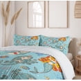 thumbnail image 6 of Ambesonne Cartoon Duvet Cover Sets, Marine Creatures Art, 2-Queen, Teal Orange, 6 of 6