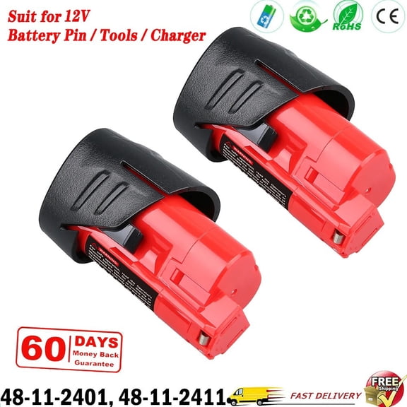 Upgraded 2Pcs 3.5Ah 12V M12 Batteries Replace for Original M12 Battery Compatible with 12V 48-11-2420 48-11-2401 48-11-2402 48-11-2430 48-11-2440 Cordless Power Tools and Charger