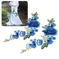 thumbnail image 4 of Parche Bordado, Parche De Flor De Seda De Poliéster Con Patrón De Rosa Azul 2 Piezas Para Cortinas, 4 of 8