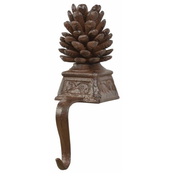 Esschert Design USA XM81 Cast Iron Pinecone Christmas Stocking Hanger, 7.75" H, Brown