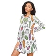 thumbnail image 3 of FORMRS Womens Long Sleeve Nightgowns Crew Neck Sleep Shirt Soft Pajamas Sizes S-3XL, Purple Vegetables Pattern, 3 of 8