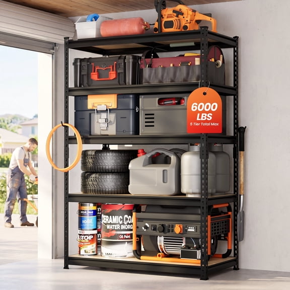 DYNALOAD 6000 lb Heavy Duty Garage Shelving Unit, 5-Tier Adjustable Metal Storage Shelves, 48" W x 24" D x 72" H