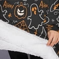 thumbnail image 3 of Oversized Wearable Blanket Hoodie,Spooky Halloween Pattern Sherpa Blanket Hoodie with Super Pockets,Super Warm Fuzzy Pullover for Women & Men, 3 of 6