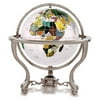 Kalifano Opal 9-in. Commander Gemstone Tabletop Globe - Antique Silver