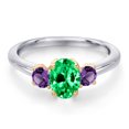thumbnail image 3 of Gem Stone King 10K Two Tone Gold Green Zirconia and Purple Amethyst Engagement Ring for Women | 1.08 Cttw | Oval 7X5MM | Gemstone Birthstone | Size 6, 3 of 6