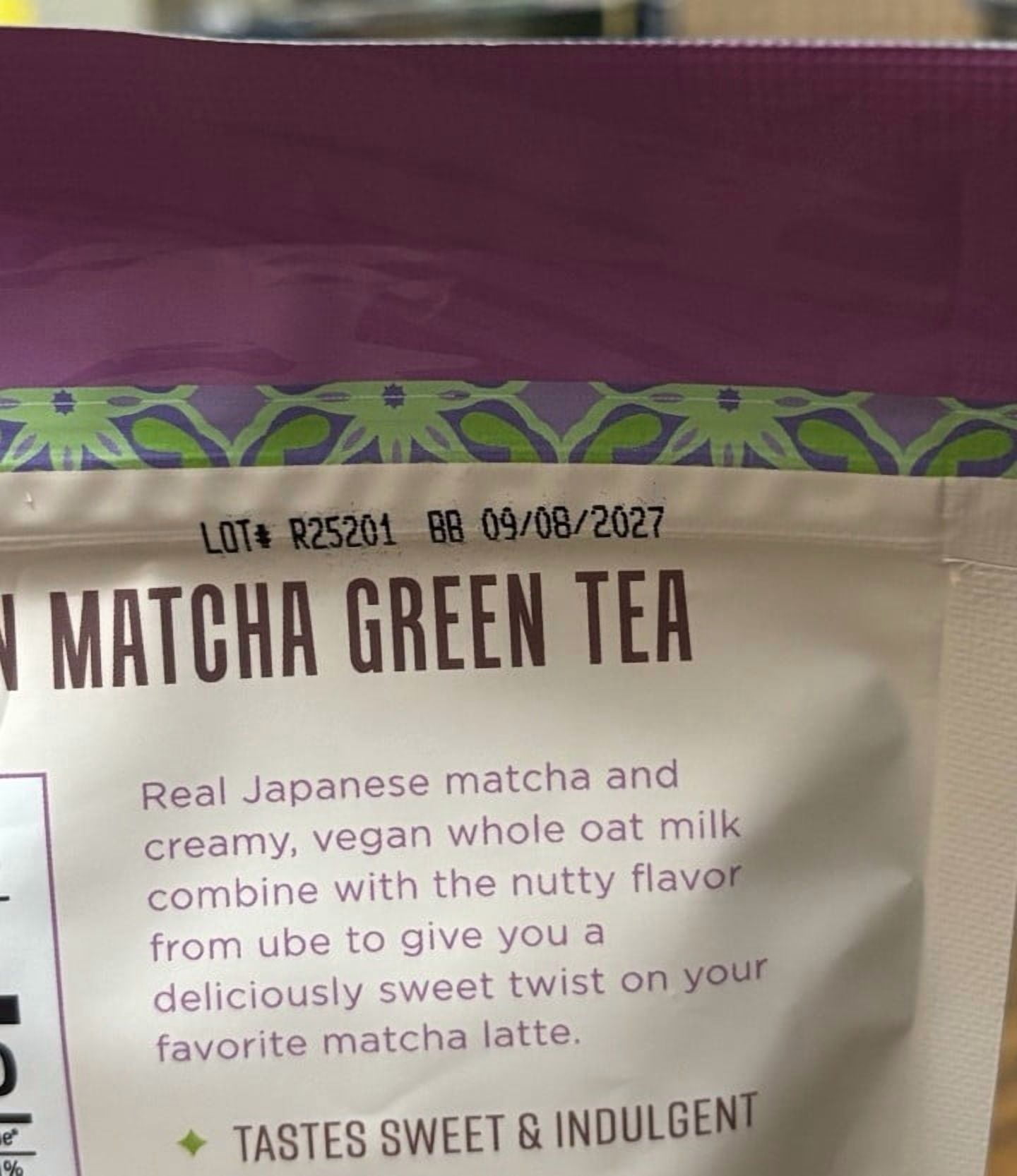 Karma Kitchen Ube Matcha Latte Mix with Whole Oat Milk, Japanese Barista-Style, Vegan, Just Add Water, Sweet & Nutty Flavor, 7.5 oz