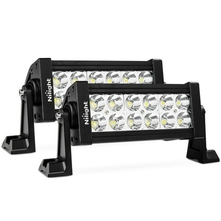 Nilight LED Light Bar 2PC 7Inch 36W Spot LED Work Light Off Road Led Bar 12v Driving Lights Super Bright for Jeep Cabin Boat SUV Truck ATVs,2 Years