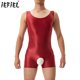 thumbnail image 2 of Body sin entrepierna, lencería para hombres, medias de lencería, ropa de dormir brillante de Color sólido, mono de leotardo Sexy con cuello redondo elástico, 2 of 5