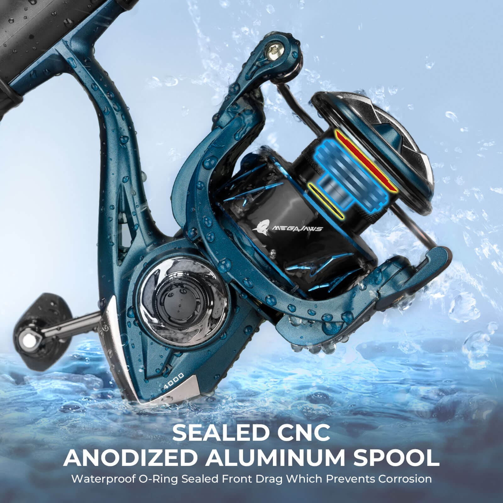 KastKing Spinning Fishing Reel Up to 39.5LBS Max Drag 6.2:1/5.2:1 Gear Ratio 10+1- MegaJaws