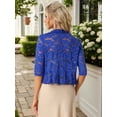 thumbnail image 3 of DARING DIVA Lace Shrug Ruffle Cardigan Open Front Half Sleeve Bolero S Royal Blue, 3 of 6