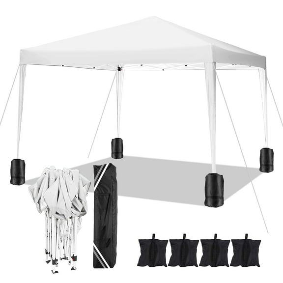 HOTEEL 10'x10' Pop up Canopy Tent, Outdoor Instant Commercial Tents, Shade Shelter Gazebo,for Backyard Parties Event,White