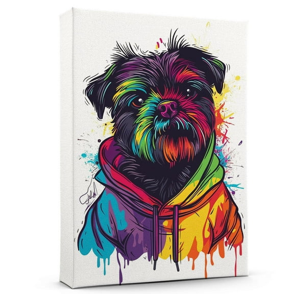 Hudo Wall Art - Funny Dog Canvas Poster for Kids' Room - Affenpinscher Dog colorful art print, Canvas Painting Puppy Artwork, Watercolor Artwork Print For Bedroom