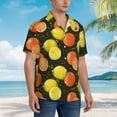 thumbnail image 5 of Balery Orange Lemon Print Men's Hawaiian Shirts Short Sleeve Beach Shirt Relaxed Fit Vacation Button Down Shirts-Large, 5 of 9