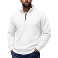 thumbnail image 6 of cocolona Mens Half Zipper Pullover Sweatshirts Fall Winter Stand Up Collar Long Sleeve Shirts Solid Color Casual Tops, 6 of 7