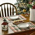thumbnail image 4 of Red Green Buffalo Plaid Christmas Placemats Set of 4, 12x18 Inch Seasonal Winter Table Mats for Party Kitchen Dining Decoration, 4 of 5