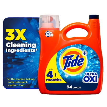 Tide Ultra Oxi Liquid Laundry Detergent, He Compatible, 132 Fl Oz, 94 Loads