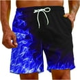 thumbnail image 4 of safuny Men's Swim Trunks Shorts Swimwear Pants Teens Boys Flame Graphic Gradient Color Clearance Holiday Drawstring Fashion Trousers Athletic Casual Summer Relaxed Pants Blue XL, 4 of 9