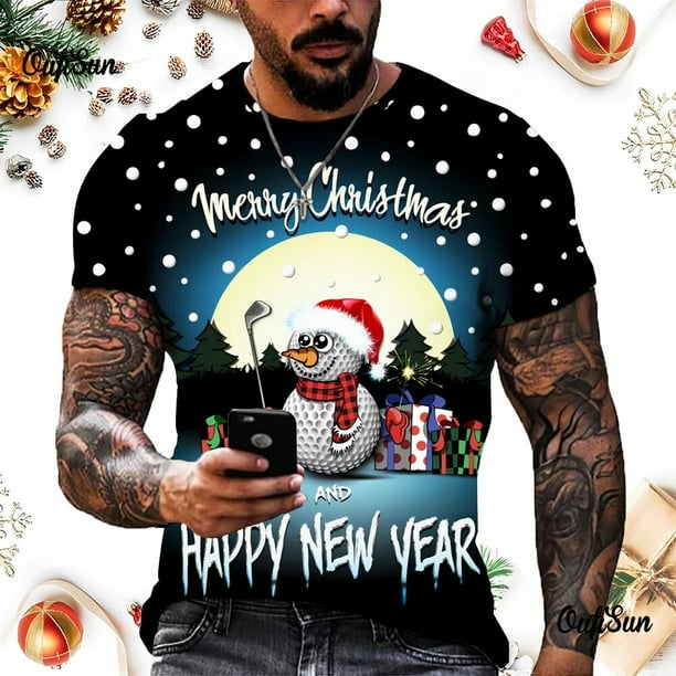 Camisetas con tema del Festival de Navidad para hombre ropa con estampado 3d camisetas de manga corta de verano camisas bonitas de moda de gran tamano 2023 Walmart en linea