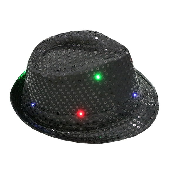 UJNDER Bucket Hats Sequin Glow Jazz Hat Performance Props Cowboy Hat for Festivals Parties and Events Black