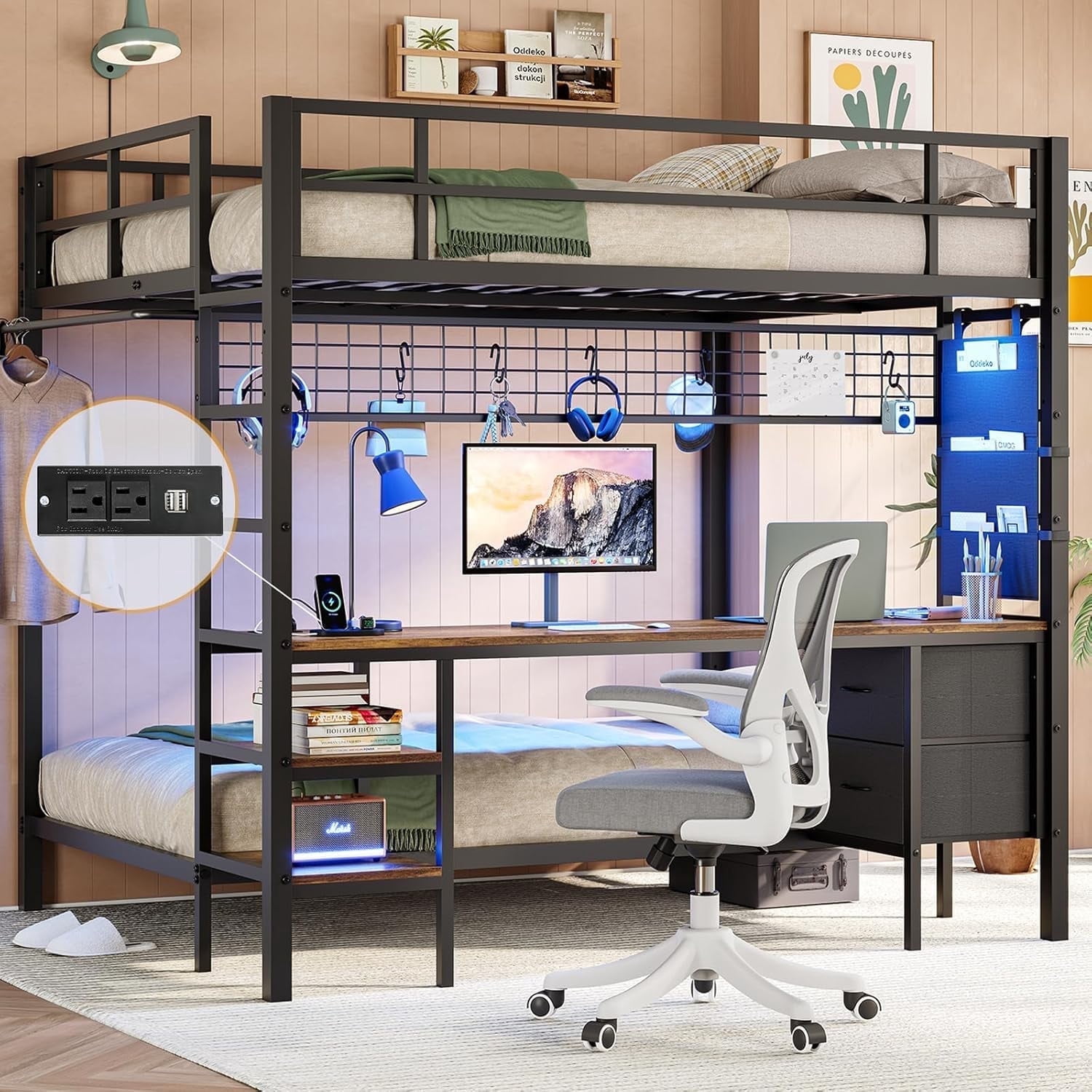 Ktaxon Metal Twin Triple Bunk Bed, Twin over Twin over Twin XL Bed