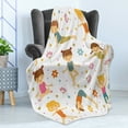 thumbnail image 4 of Yoga Soft Flannel Fleece Blanket, Cartoon Style Exercising Kids with Colorful Daisies Healthy Active Children Stretching, Cozy Plush for Indoor and Outdoor Use, 50" x 60", Multicolor, by Ambesonne, 4 of 5
