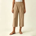 thumbnail image 2 of Edvintorg Capris for Women Lightweight Loose Elastic Waisted Wide Leg Casual Capri Pants Clothes for Women Khaki L, 2 of 6