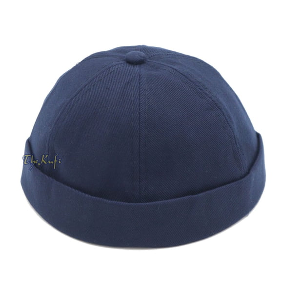 Navy Blue Visorless Baseball Cap Adjustable Strap  Velcro