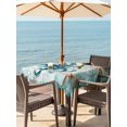 thumbnail image 3 of Outdoor Table Cloth with Umbrella Hole and Zipper, Coastal Octopus Waterproof Square Tablecloth 54"x54", Vintage Teal Nautical Beach Starfish Washable Table Cover for Outside Party Patio Picnic, 3 of 8