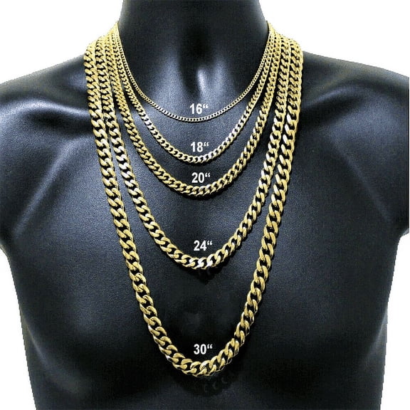 Necklaces for Men and Women Stainless Steel Cuban Curb Chain Gold