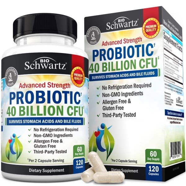 BioSchwartz Daily Probiotic Supplement for Digestive Health, 40 Billion CFU, 120 Count