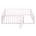 thumbnail image 6 of Bellemave Full Size Metal Floor Bed Frame, Montessori Bed with Safety Guardrails and Door, No Weight Limit and Easy Assemble Playhouse Full Bed Frame (Pink), 6 of 8