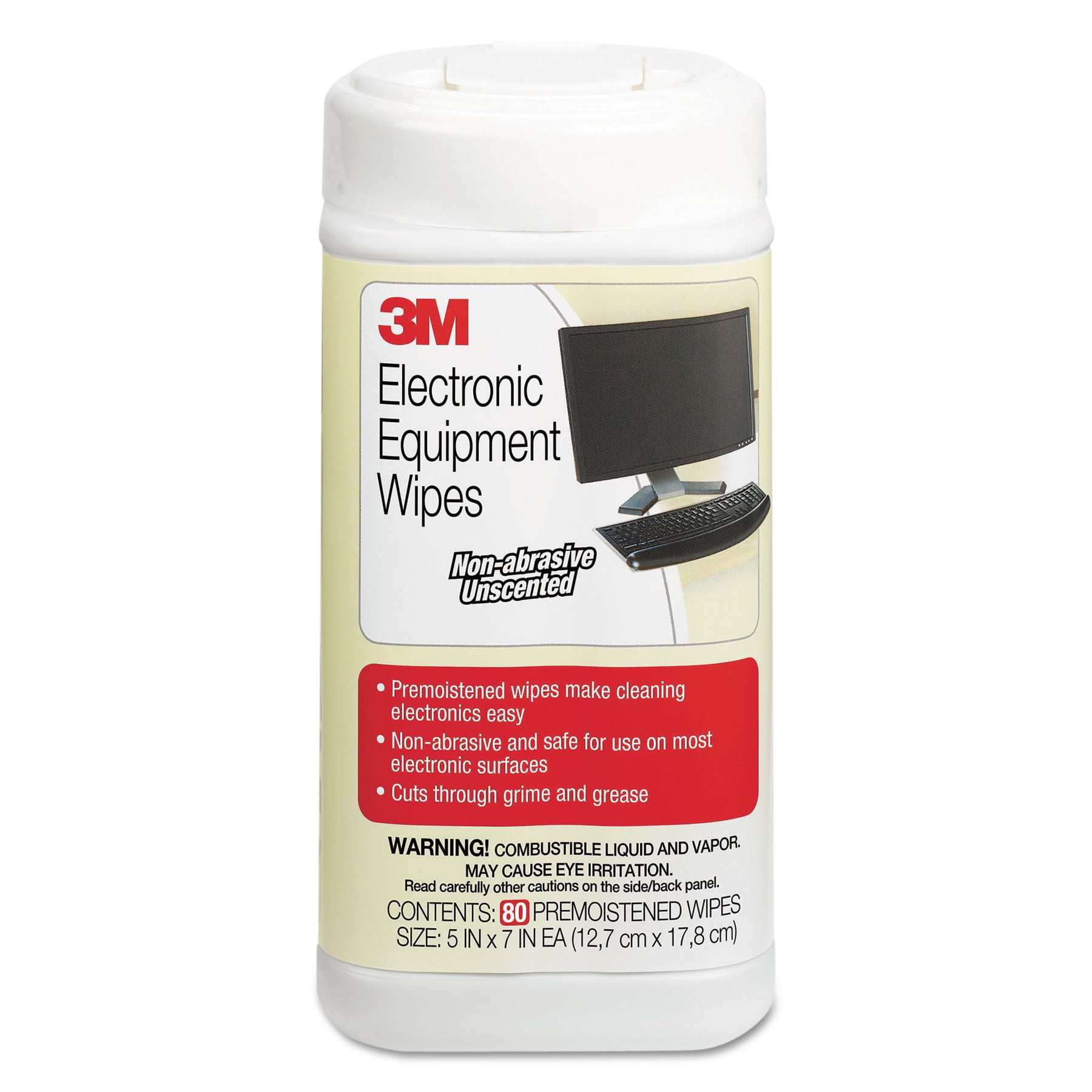 3M Electronic Equipment Cleaning Wipes, 5 1/2 x 6 3/4, White, 80