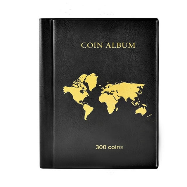 Coin Collection Holder Book for Collectors 300 Pockets Transparent PVC Penny Collection Album Display for 25mm/0.98 Inch Coin Souvenir Penny Collection Organizer with 2 Pocket Sizes for Dustproof