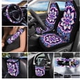thumbnail image 2 of Uorisanigo Mandala Lotus 15-Pack Car Seat Cover Full Set with Steering Wheel Covers Auto Seat Belt Pad Trash Bin Air Vent Organizer Bag Rear View Mirror Cover Cup Holders Keychain for Most Cars, 2 of 7