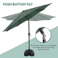 thumbnail image 5 of 9 ft Patio Umbrella with Patio Market Umbrella Base, Outdoor Table Market Umbrella with Water/Sand Self-Filled Base, Push Button Tilt/Crank, 8 Ribs, Dark Green, 5 of 5
