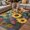 Multicolor, variant on Sunflower Outdoor Rug for Patio/Deck/Porch, Non-Slip Large Area Rug 4 x 6 Ft, Modern Oil Painting Summer Botanical Floral Indoor Outdoor Rugs Washable Area Rugs, Reversible Camping Rug Carpet Runner