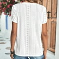 thumbnail image 6 of Wenyuyu Short Sleeve Tops for Women Summer Cute Petal Sleeve V Neck Blouses Solid Loose Fit Eyelet Button Decor Tees White S, 6 of 7