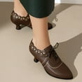 thumbnail image 4 of Mostsola Kitten Heels for Women Vintage Lace up Heeled Oxfords Casual Dressy 70s Pumps Shoes, 4 of 6