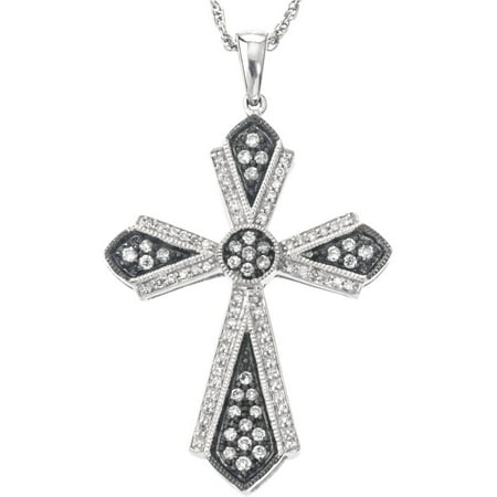 0.50 Carat T.W. Diamond Sterling Silver Cross Pendant (H-I I2 and Grey Diamonds)
