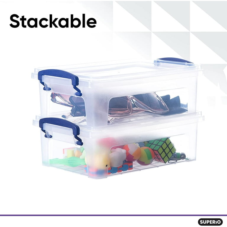 Superio Clear Plastic Storage Bins with Lids, 2 Quart (2 Pack