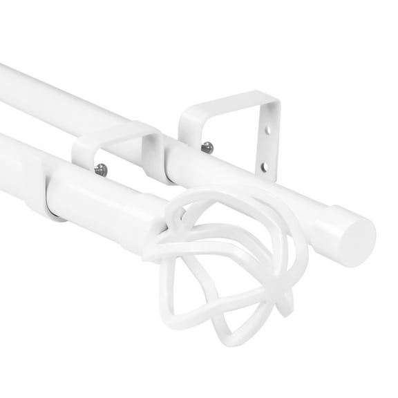 Urbanest Zeffoli Manhattan 1" 3/4" Double Drapery Curtain Window Rod Set - 28" to 48", White