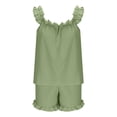 thumbnail image 4 of Vividxx Womens Pajama Sets 2 Piece Outfits Sleeveless Sleepwear Ruffle Crop Top And Casual Shorts Loungewear Outfit Comfortable, 4 of 6
