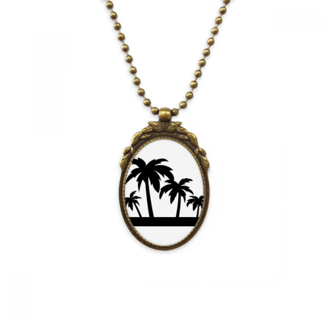 Planta negra silueta de árbol de coco Collar Colgante Vintage de bronce antiguo de joyeria de lujo de regalo Unbranded M