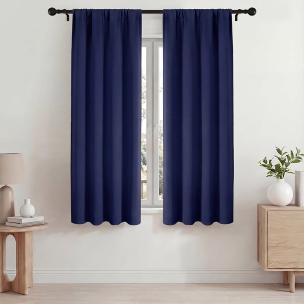 Blackout Cortinas, Cortinas Blackout Térmicas Aislantes 42x63 Pulgadas, Cortinas Oscurecedoras con Bolsillo para Barra para Sala de Estar y Recámara, Juego de Paneles de Tratamiento de Ventanas con R