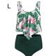 thumbnail image 1 of Greeniant Traje de baño sin mangas de cintura alta con estampado de hojas digitales de piezas para mujer Traje de baño No.2 L Greeniant OD001368-09, 1 of 4