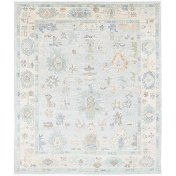 Hand Knotted Oushak Wool Rug - 8'3'' x 9'10''