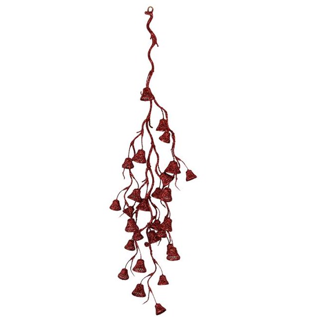 Admired by Nature GXW5926-RED 28 in. Glitter Bell Hanging Spray&44; Rouge