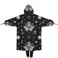 thumbnail image 2 of Oversized Wearable Blanket Hoodie,Black White Gothic Butterfly Sun Moon Flower Pattern Sherpa Blanket Hoodie with Super Pockets,Super Warm Fuzzy Pullover for Women & Men, 2 of 6