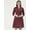 Burgundy, variant on DressBerry Women’s Solid Viscose Rayon Collared Neck Dress 3/4th Long Sleeves Smocked Front Calf Length Regular Wear Light Weighted Casual Summer Dress