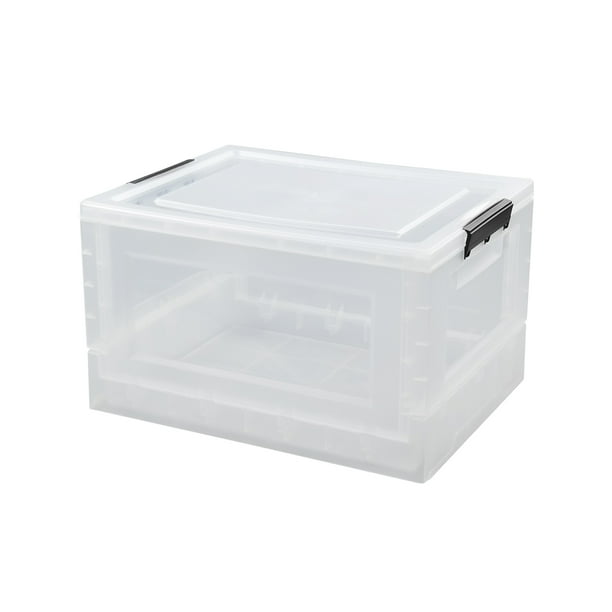 Idotry 30 L Clear Plastic Collapsible Storage Box, 4Pack Folding